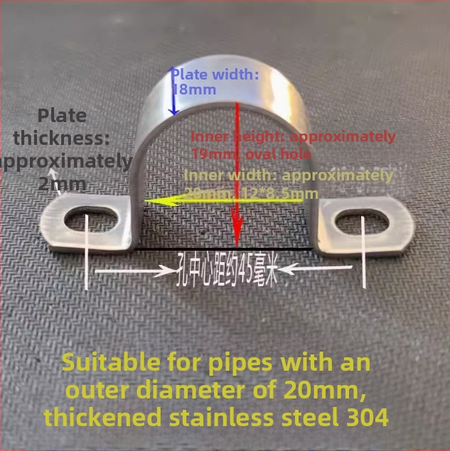 304 nerezová oceľ, hrubá objímka na rúry v tvare U, pre rúry s priemerom 8–114 mm