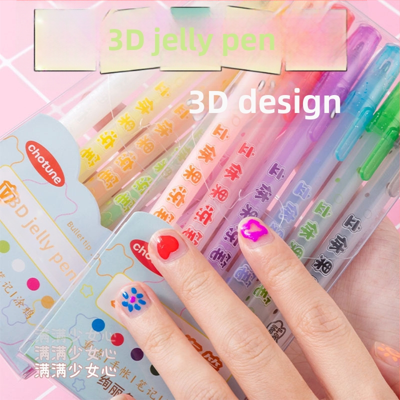 3D želé pero sada – pero s jedným hrotom, plastové telo, balené v krabičke, model YX-ZGDB, nevymazateľné