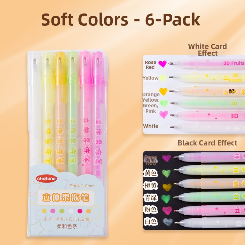 3D želé pero sada – pero s jedným hrotom, plastové telo, balené v krabičke, model YX-ZGDB, nevymazateľné