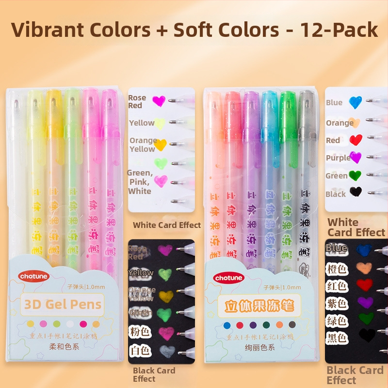 3D želé pero sada – pero s jedným hrotom, plastové telo, balené v krabičke, model YX-ZGDB, nevymazateľné