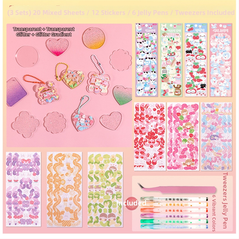 3D želé pero sada – pero s jedným hrotom, plastové telo, balené v krabičke, model YX-ZGDB, nevymazateľné