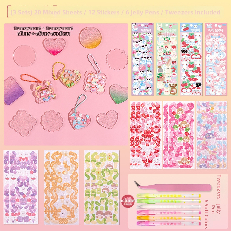 3D želé pero sada – pero s jedným hrotom, plastové telo, balené v krabičke, model YX-ZGDB, nevymazateľné