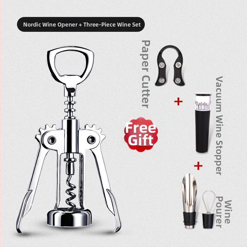 Vínový otvárač v tvare T, viacúčelový domáci set otváračov na fľaše vína a piva, zmiešaný materiál, model KA265265+632