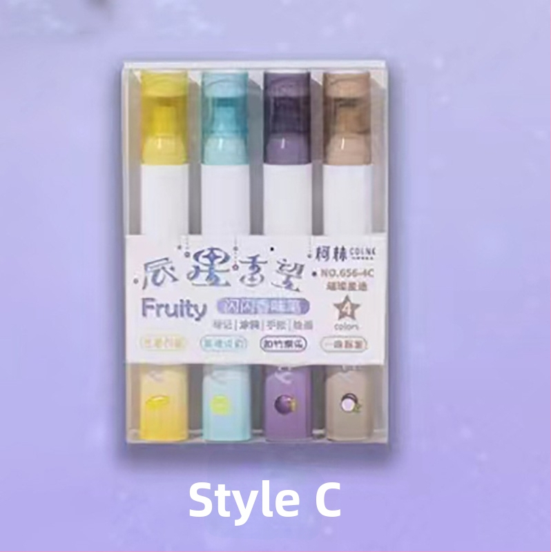 Sada roztomilých fluorescenčných zvýrazňovačov s kresleným dizajnom, plastové puzdro, jednosmerná špička, nezmazateľné, viacfarebné pre denník