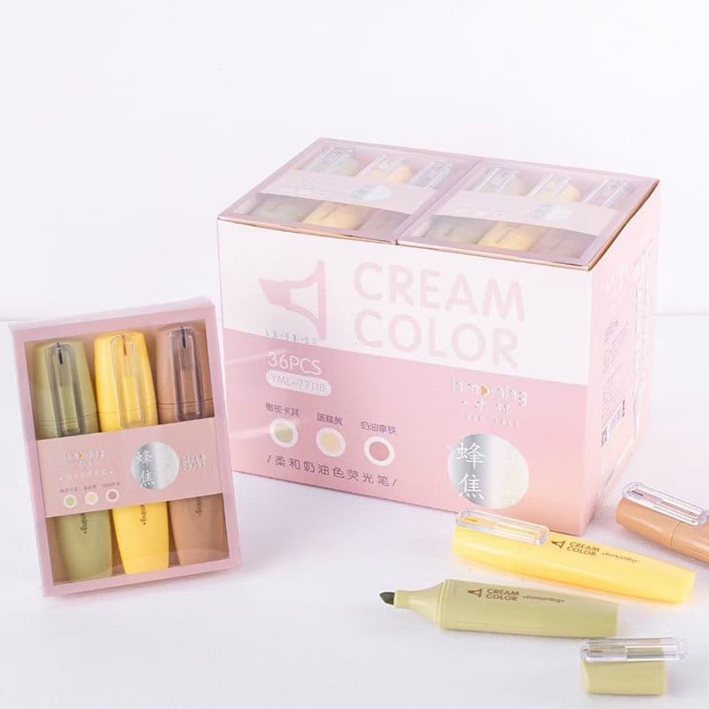 Set marker za označavanje s karikaturnim dizajnom, plastično kućište, jednosmjerni vrh, neizbrisivo, višebojni za planer