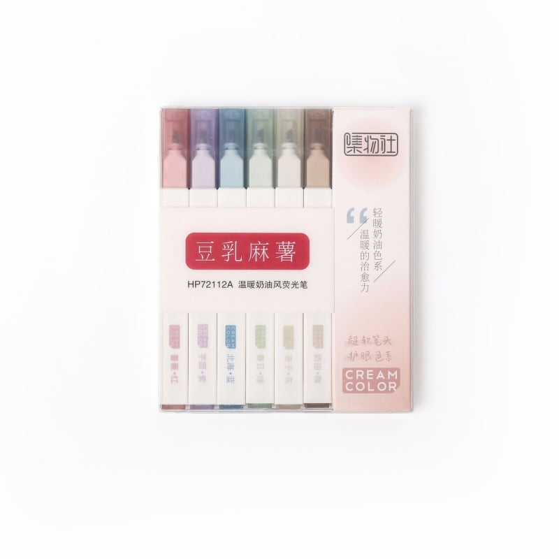 Set marker za označavanje s karikaturnim dizajnom, plastično kućište, jednosmjerni vrh, neizbrisivo, višebojni za planer