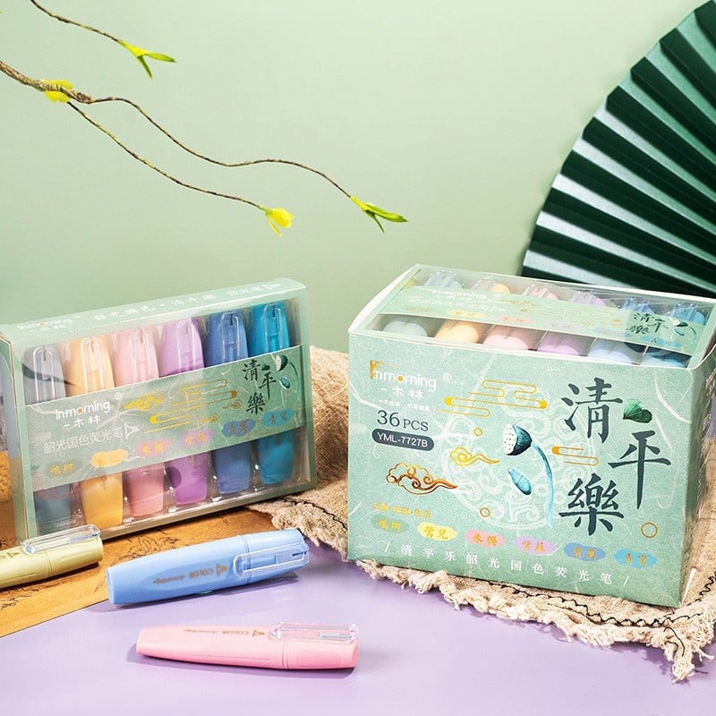 Set marker za označavanje s karikaturnim dizajnom, plastično kućište, jednosmjerni vrh, neizbrisivo, višebojni za planer