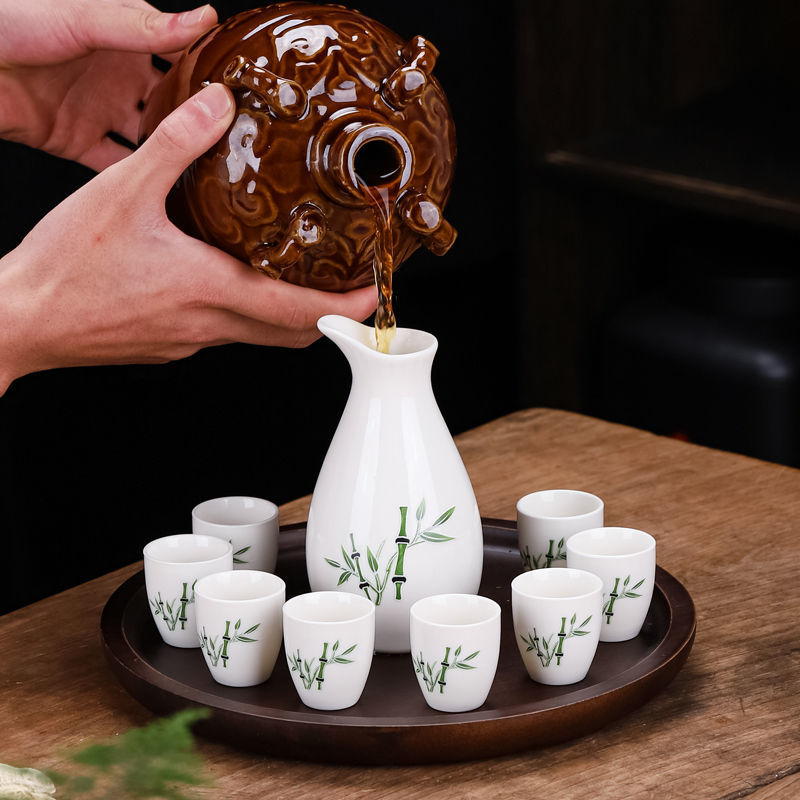 Keramički set za vino u kutiji za poklon, novi kineski stil, oprema za bar, 1 kutija, 1 set