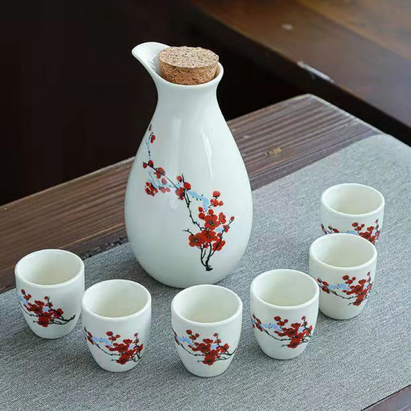 Keramički set za vino u kutiji za poklon, novi kineski stil, oprema za bar, 1 kutija, 1 set
