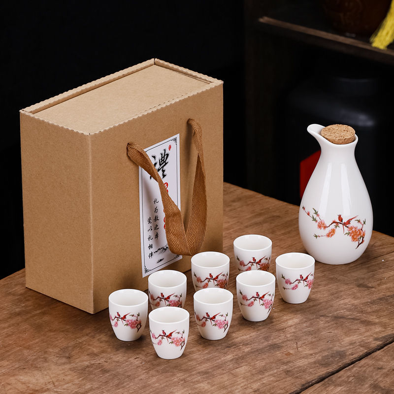 Keramički set za vino u kutiji za poklon, novi kineski stil, oprema za bar, 1 kutija, 1 set