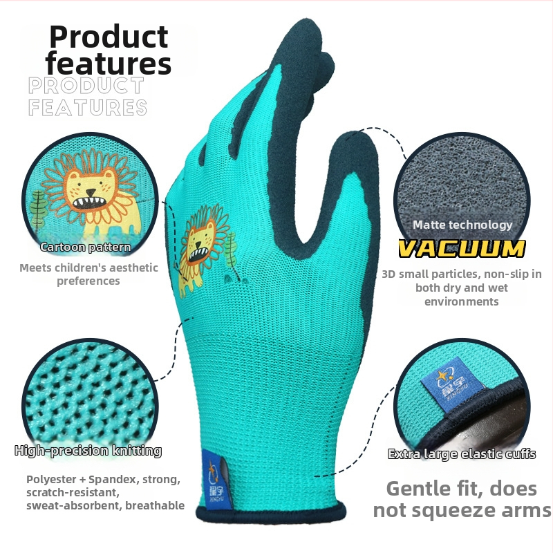 Rukavice Xingyu pre deti na záhradkárstvo a prácu – ochrana pri práci, protišmykové, proti perforácii, hmotnosť 22–25 g na pár