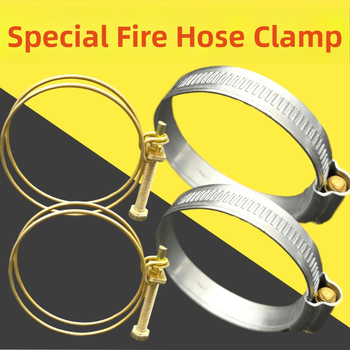 Sada spojov pre hasičský hadicový bubon — kruhové klipy, spona na hrdlo, držiak hadice, pružina, gumová podložka