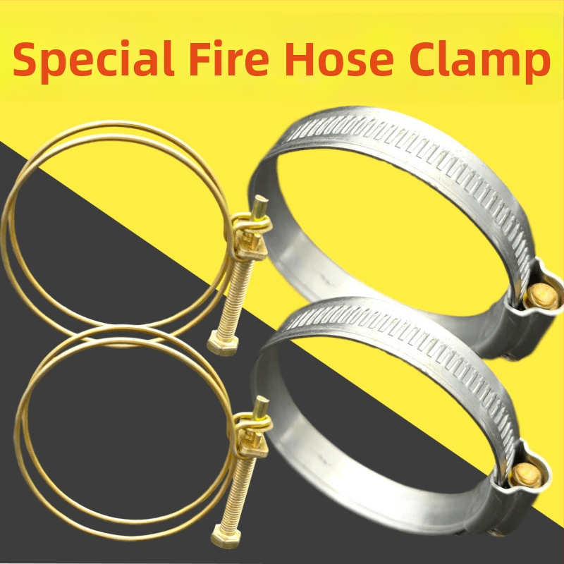 Sada spojov pre hasičský hadicový bubon — kruhové klipy, spona na hrdlo, držiak hadice, pružina, gumová podložka