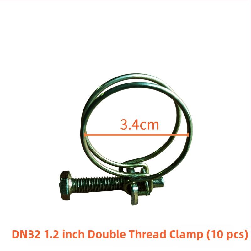 Sada spojov pre hasičský hadicový bubon — kruhové klipy, spona na hrdlo, držiak hadice, pružina, gumová podložka