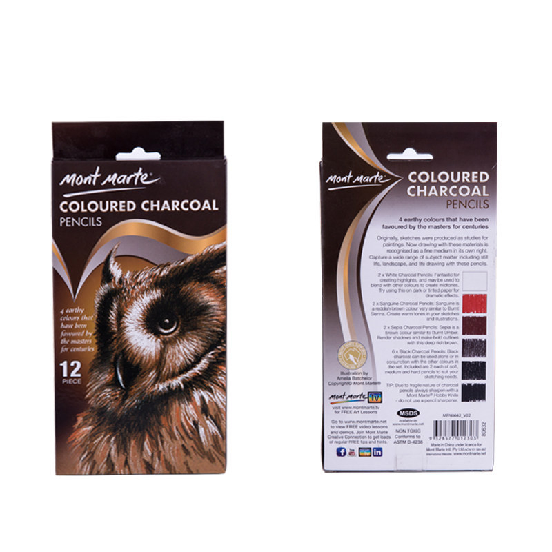 Montmartre Ugljeni Ugljen Šipke Za Skicu, Metalno Kućište, Kutija od Željeza, 3- ili 6-pak, Makno, Srednje, Tvrdo