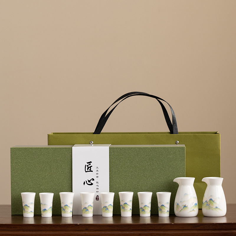 Porcelanski set za piće s modernim minimalističkim dizajnom; mogućnost tiskanja logotipa; lansiranje 2023.; vrhunska kvaliteta.