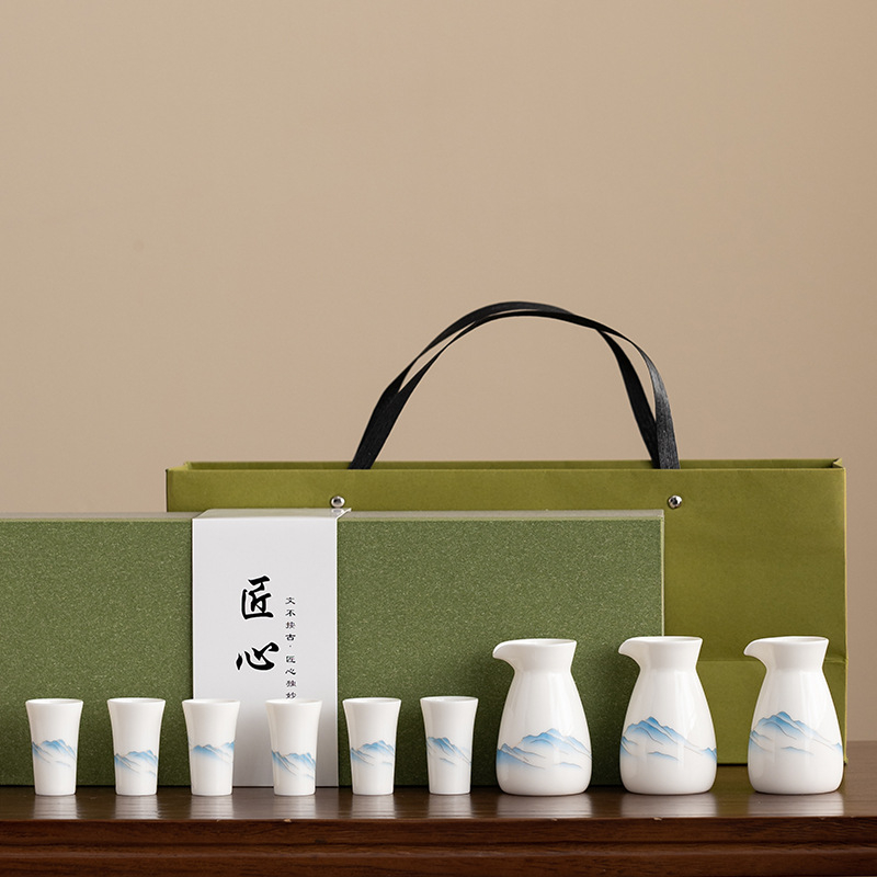 Porcelanski set za piće s modernim minimalističkim dizajnom; mogućnost tiskanja logotipa; lansiranje 2023.; vrhunska kvaliteta.