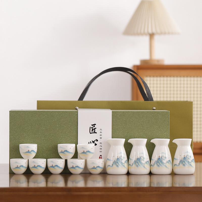 Porcelanski set za piće s modernim minimalističkim dizajnom; mogućnost tiskanja logotipa; lansiranje 2023.; vrhunska kvaliteta.