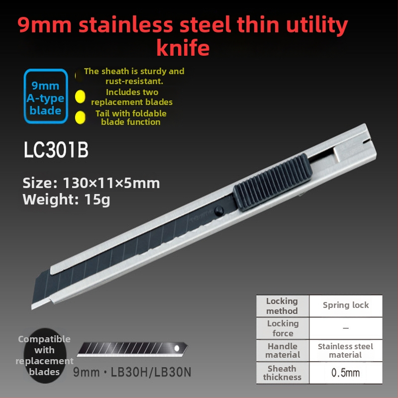 Tajima LC Seria cuțit industrial pentru tapet cu lamă SK120 din oțel înalt carbon, lamă 0.5x18x100 mm, greutate netă 99 g