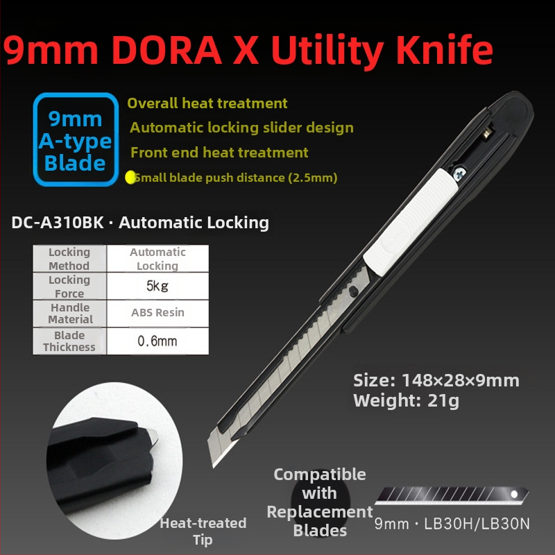 Tajima LC Seria cuțit industrial pentru tapet cu lamă SK120 din oțel înalt carbon, lamă 0.5x18x100 mm, greutate netă 99 g