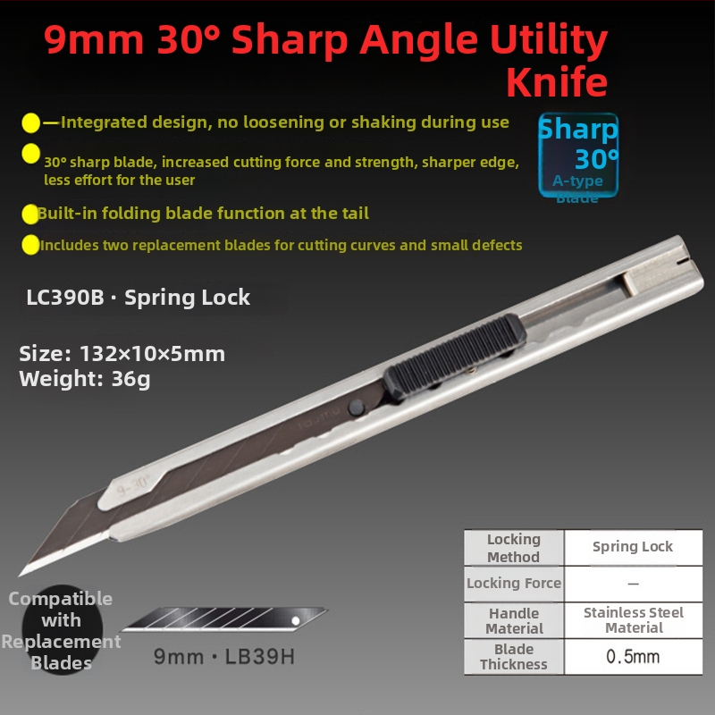 Tajima LC Seria cuțit industrial pentru tapet cu lamă SK120 din oțel înalt carbon, lamă 0.5x18x100 mm, greutate netă 99 g