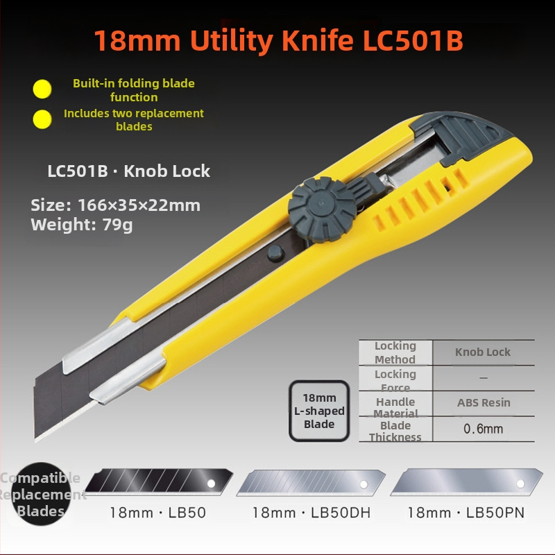 Tajima LC Seria cuțit industrial pentru tapet cu lamă SK120 din oțel înalt carbon, lamă 0.5x18x100 mm, greutate netă 99 g