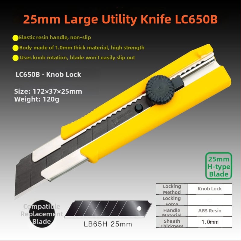 Tajima LC Seria cuțit industrial pentru tapet cu lamă SK120 din oțel înalt carbon, lamă 0.5x18x100 mm, greutate netă 99 g