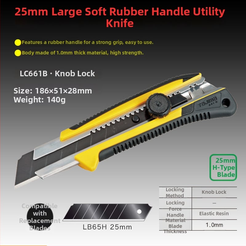 Tajima LC Seria cuțit industrial pentru tapet cu lamă SK120 din oțel înalt carbon, lamă 0.5x18x100 mm, greutate netă 99 g