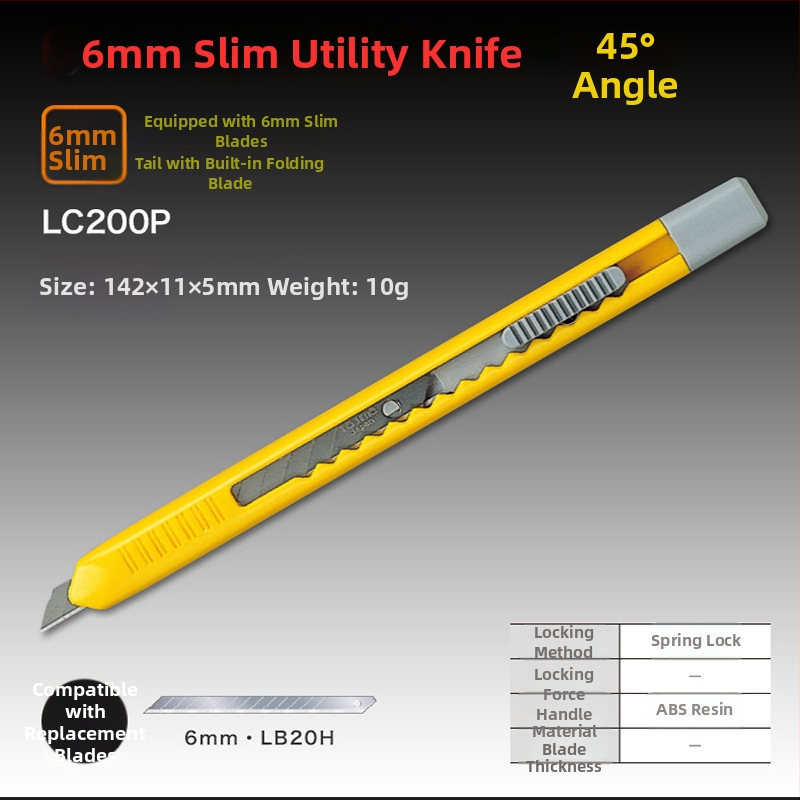 Tajima LC Seria cuțit industrial pentru tapet cu lamă SK120 din oțel înalt carbon, lamă 0.5x18x100 mm, greutate netă 99 g