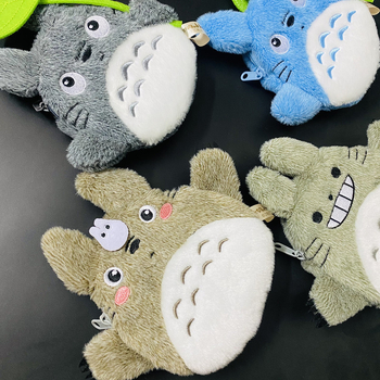 Totoro plišani novčanik za kovanice s držačem kartica i futrolom za slušalice, PP cotton punjenje, crtani pliš, za uzrast 14+