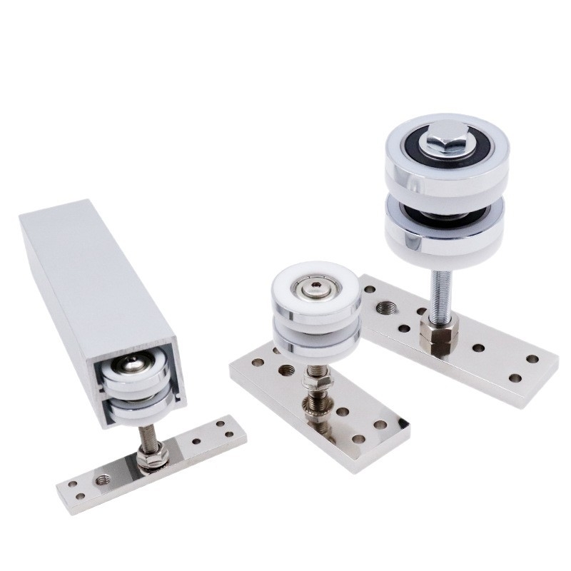 Rulment universal pentru uși din lemn – roată de agățare pentru uși glisante cu panouri multiple, sistem de șine groase, oțel inoxidabil, susține până la 180 kg, brand Ecrew Yigu