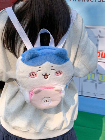 Usagi plišani ruksak, japanskog stila crtani dizajn, najlonska podstava, zatvaranje šnurnom vrpcom, laminirana džep s zatvaračem