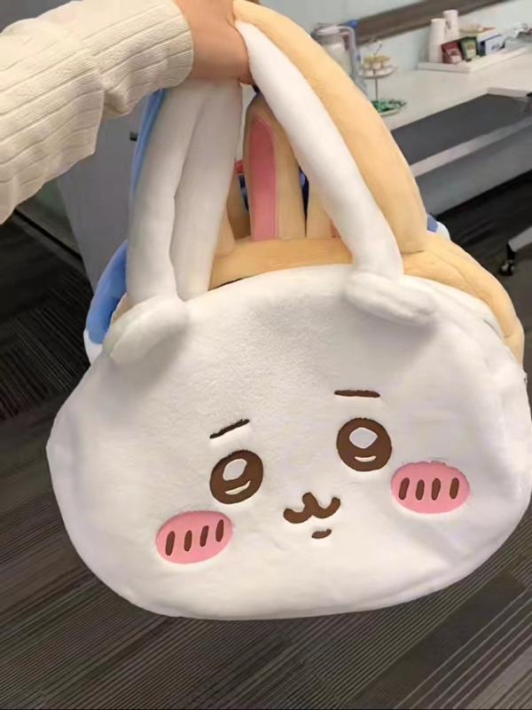 Usagi plišani ruksak, japanskog stila crtani dizajn, najlonska podstava, zatvaranje šnurnom vrpcom, laminirana džep s zatvaračem