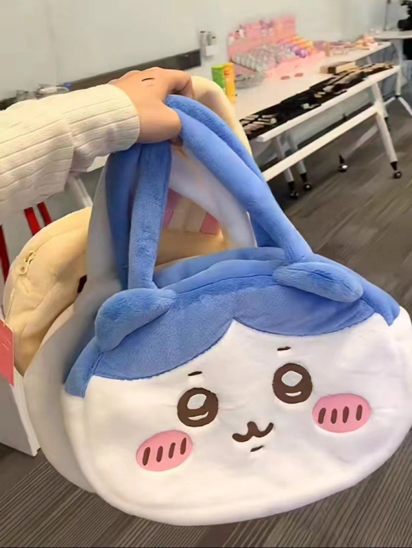 Usagi plišani ruksak, japanskog stila crtani dizajn, najlonska podstava, zatvaranje šnurnom vrpcom, laminirana džep s zatvaračem