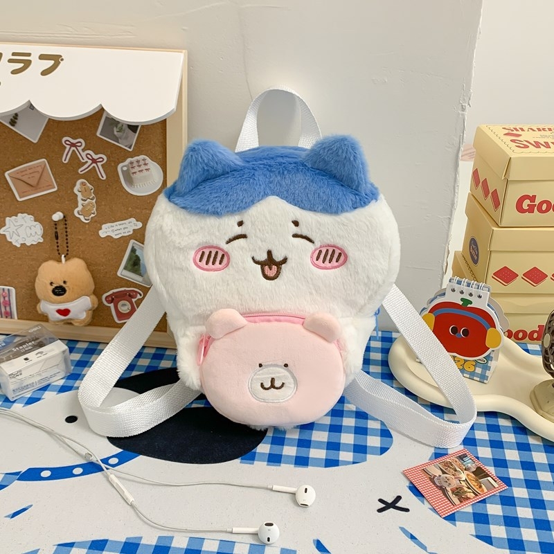 Usagi plišani ruksak, japanskog stila crtani dizajn, najlonska podstava, zatvaranje šnurnom vrpcom, laminirana džep s zatvaračem