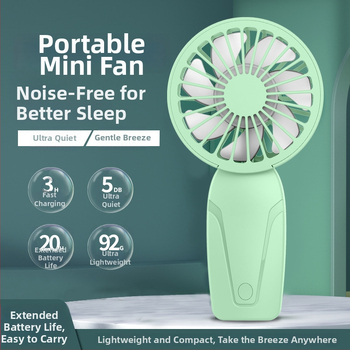 USB ručný ventilátor s vstavanou batériou, kefový motor, 6 lopatiek, 3 rýchlosti, prispôsobenie loga