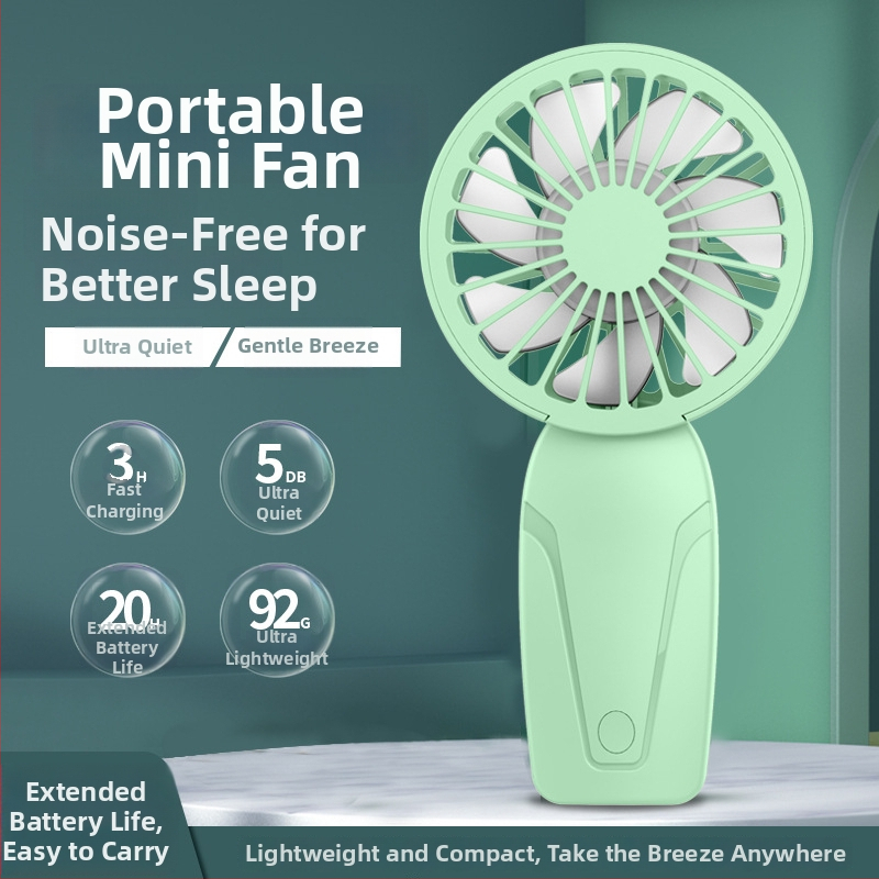 USB ručný ventilátor s vstavanou batériou, kefový motor, 6 lopatiek, 3 rýchlosti, prispôsobenie loga