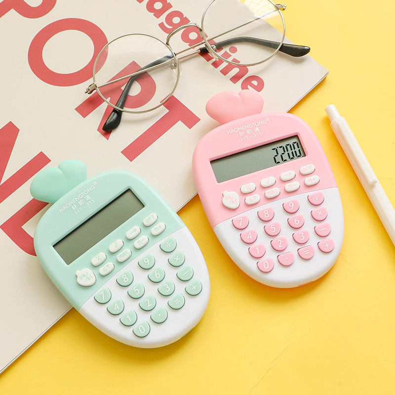 Sárgarépa témájú hordozható, csendes számológép általános iskolásoknak, 12 számjegy kijelző, AA elemre működik.