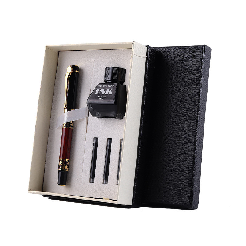 Metalna olovka s glavom zmaja — set za ured, s zamjenjivim kartridžom za mastilo i iridijevim vrhom, u kutiji za poklon