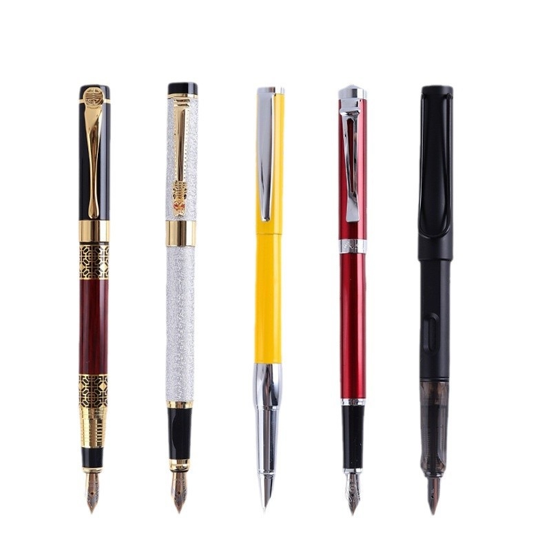 Metalna olovka s glavom zmaja — set za ured, s zamjenjivim kartridžom za mastilo i iridijevim vrhom, u kutiji za poklon