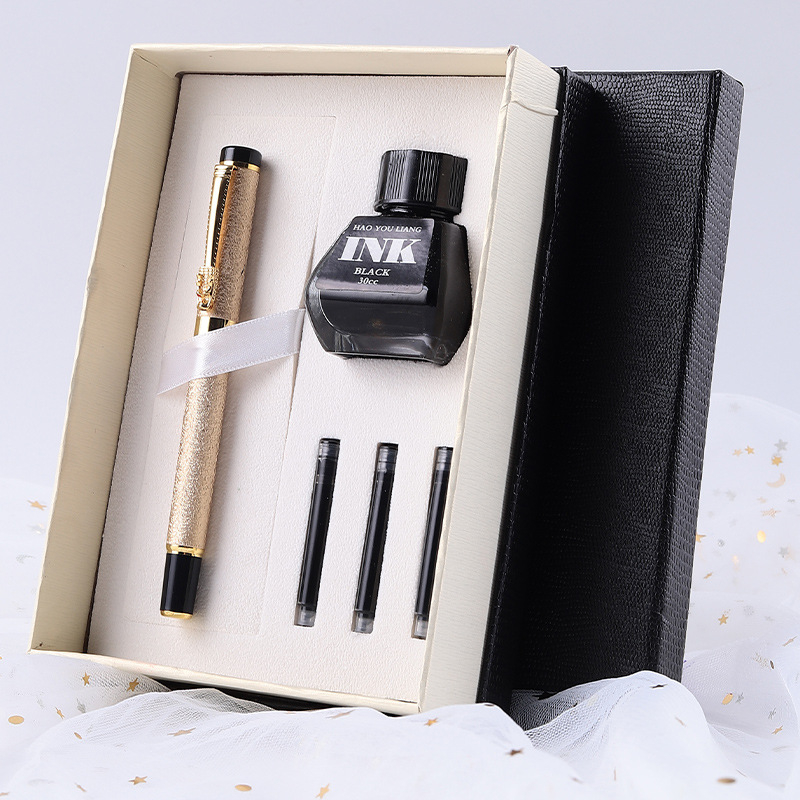 Metalna olovka s glavom zmaja — set za ured, s zamjenjivim kartridžom za mastilo i iridijevim vrhom, u kutiji za poklon