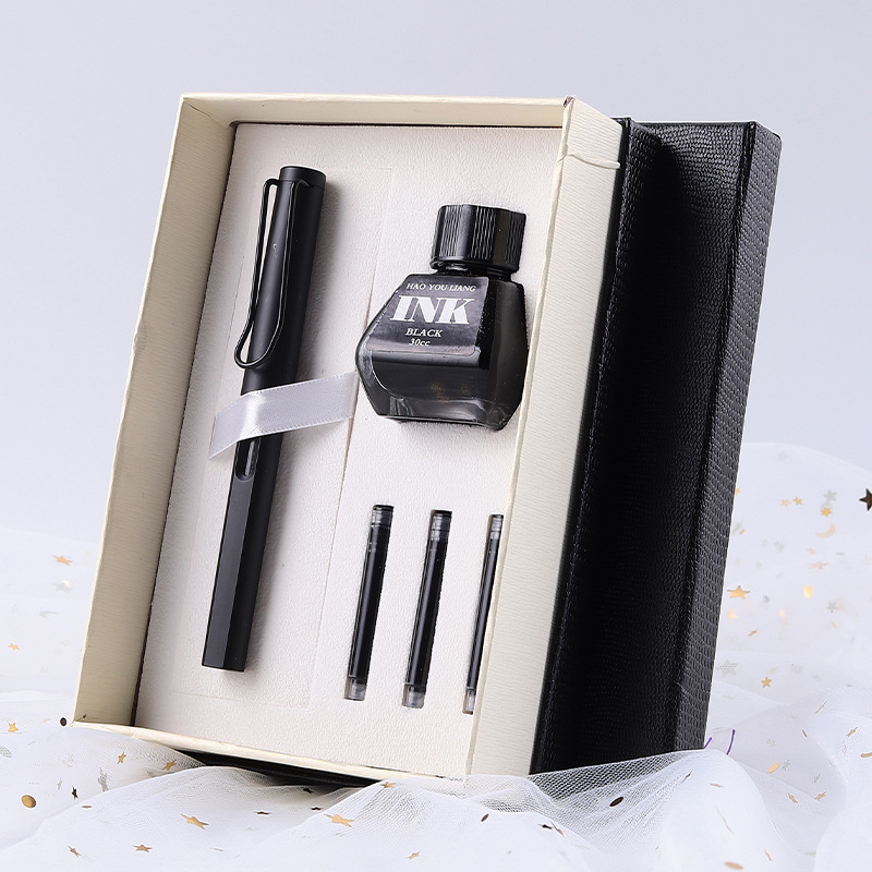 Metalna olovka s glavom zmaja — set za ured, s zamjenjivim kartridžom za mastilo i iridijevim vrhom, u kutiji za poklon