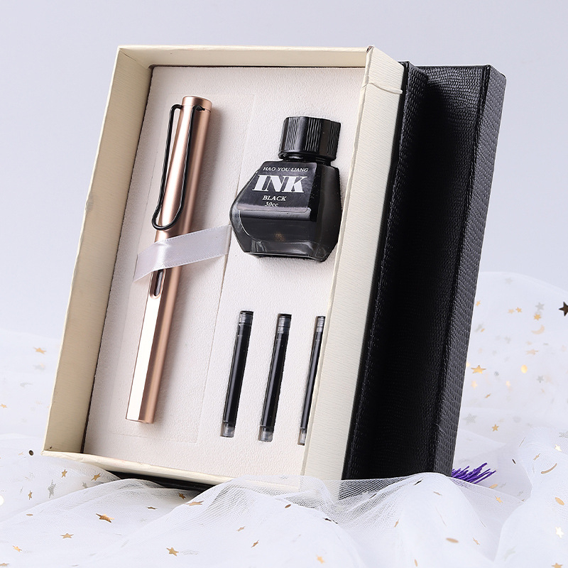 Metalna olovka s glavom zmaja — set za ured, s zamjenjivim kartridžom za mastilo i iridijevim vrhom, u kutiji za poklon