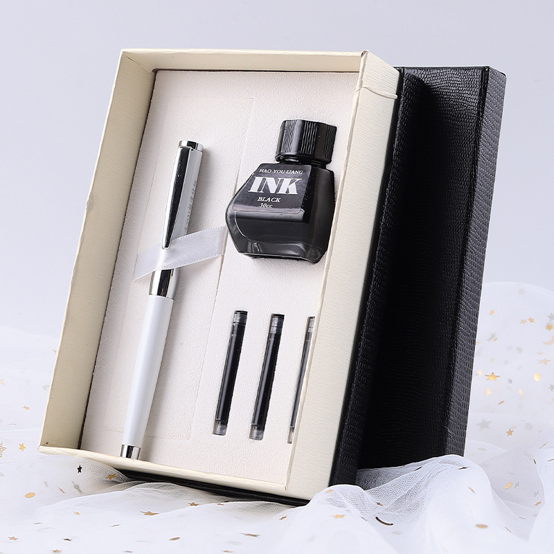 Metalna olovka s glavom zmaja — set za ured, s zamjenjivim kartridžom za mastilo i iridijevim vrhom, u kutiji za poklon