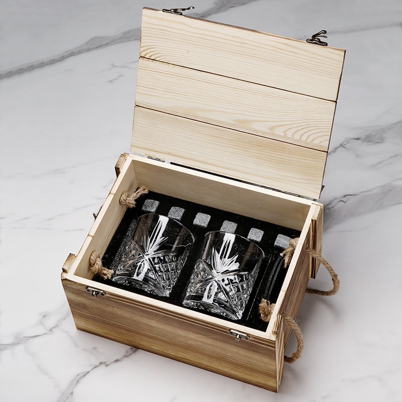 Whisky kövek készlet — üveg, klasszikus stílus, ajándék doboz, márka HUAHANGNA, Bemutatva 2024-ben