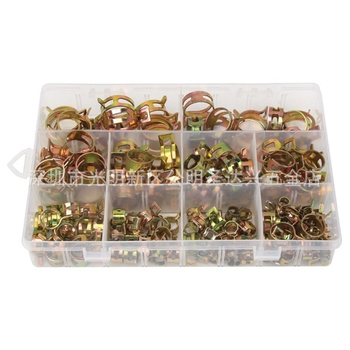 Spona na kovové rúry s elastickými kruhmi, japonského štýlu, zinkovaná povrchová úprava, balenie 100/160 kusov