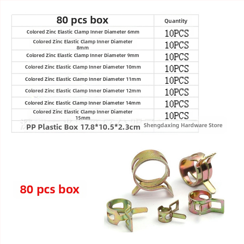 Spona na kovové rúry s elastickými kruhmi, japonského štýlu, zinkovaná povrchová úprava, balenie 100/160 kusov