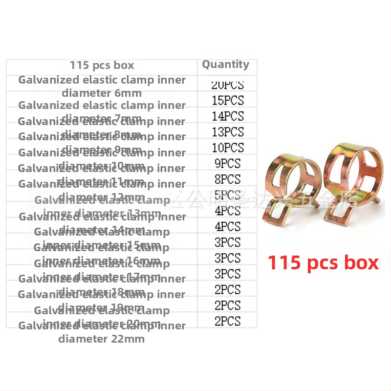 Spona na kovové rúry s elastickými kruhmi, japonského štýlu, zinkovaná povrchová úprava, balenie 100/160 kusov