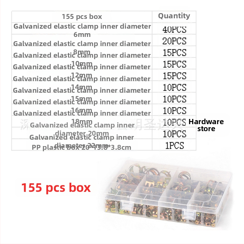 Spona na kovové rúry s elastickými kruhmi, japonského štýlu, zinkovaná povrchová úprava, balenie 100/160 kusov