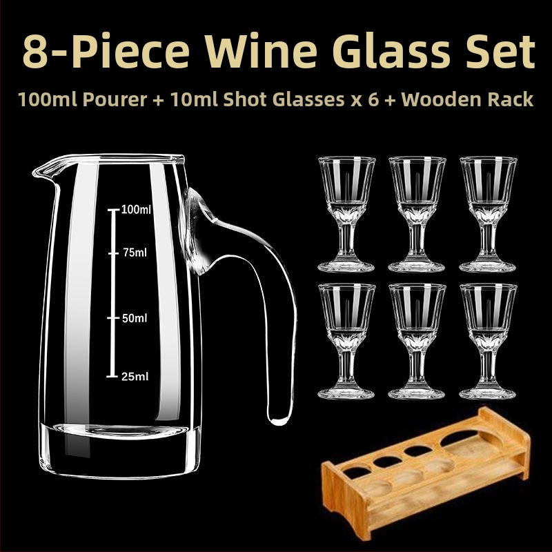 Sada dekantéra pre domáce použitie s odmerkou a stupnicou z bezolovnatého krištáľového skla